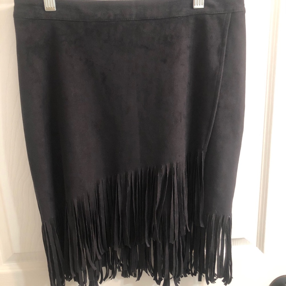 Black suede midi skirt